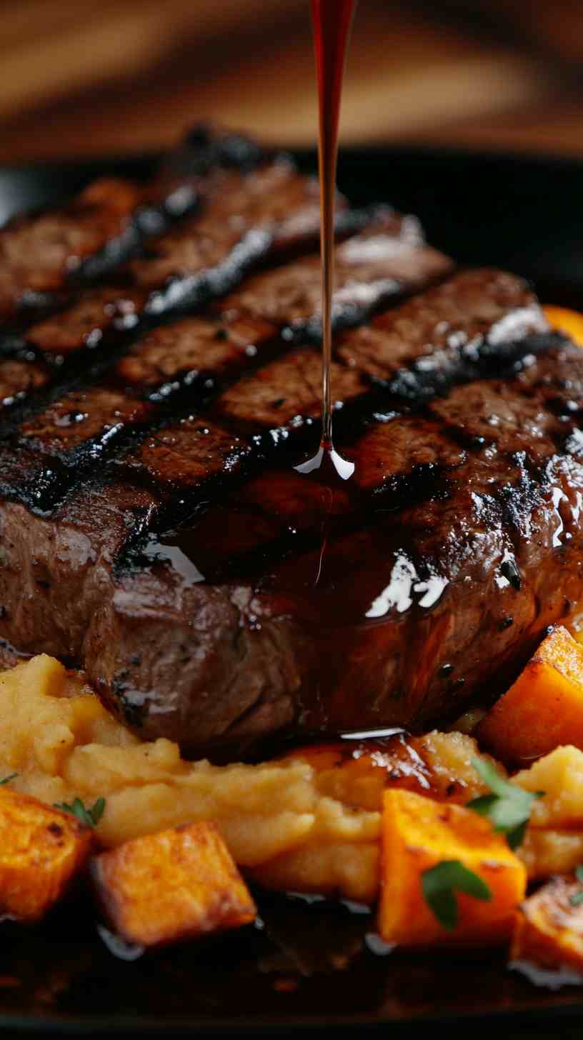 Grilled Steak with Mashed Sweet Potatoes Grilled Steak with Mashed Sweet Potatoes