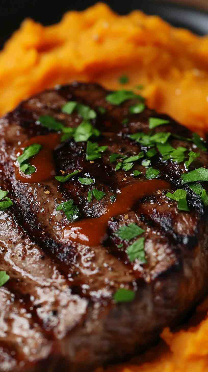 Grilled Steak with Mashed Sweet Potatoes Grilled Steak with Mashed Sweet Potatoes