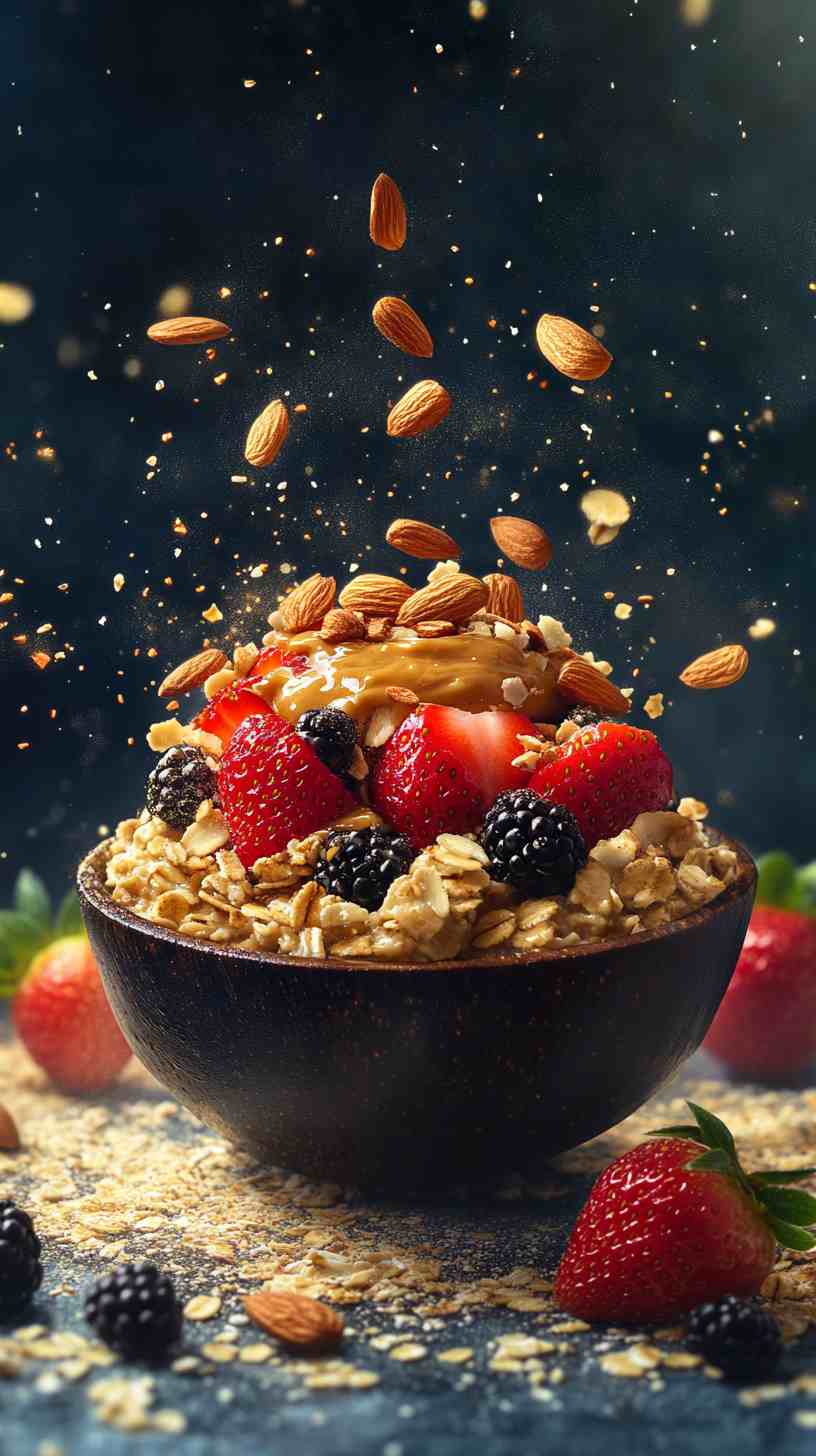 High-Protein Oatmeal with Almond Butter and Berries High-Protein Oatmeal with Almond Butter and Berries