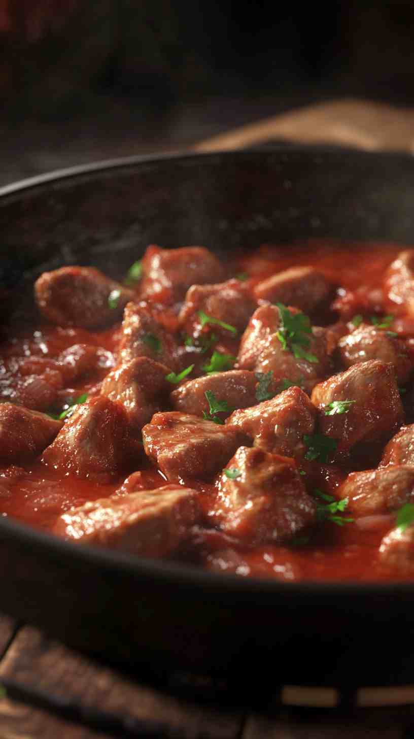 Pork Afritada Tender Pork in Tomato Sauce Pork Afritada Tender Pork in Tomato Sauce