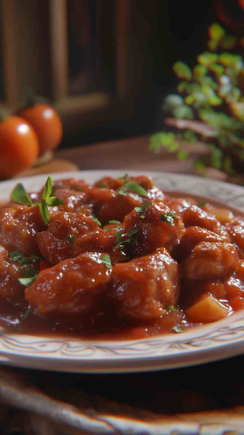 Pork Afritada Tender Pork in Tomato Sauce Pork Afritada Tender Pork in Tomato Sauce