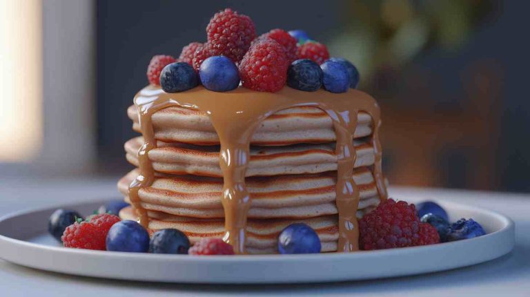 Protein Pancakes with Fresh Blueberries