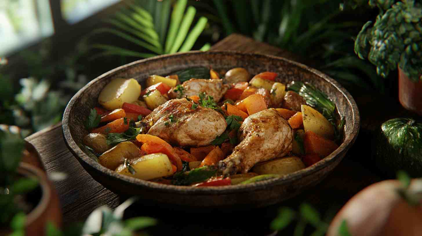 Rustic Chicken Afritada with Garden Vegetables