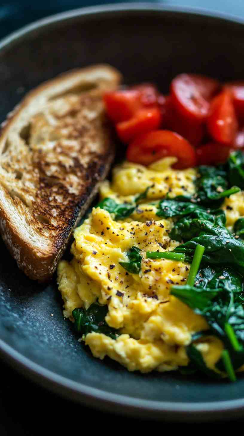 Scrambled Eggs with Spinach and Whole-Grain Toast Scrambled Eggs with Spinach and Whole-Grain Toast