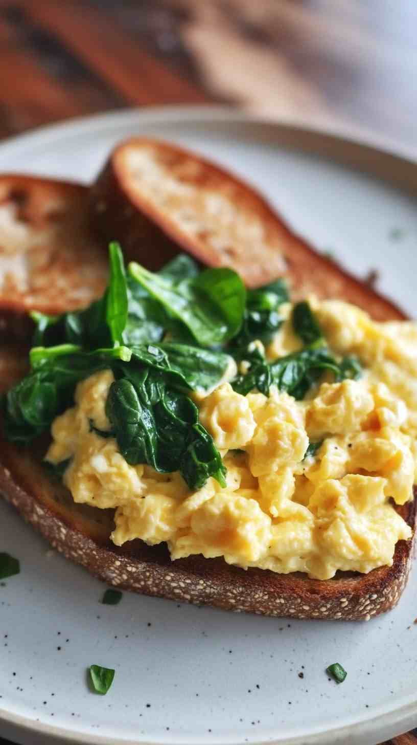 Scrambled Eggs with Spinach and Whole-Grain Toast Scrambled Eggs with Spinach and Whole-Grain Toast