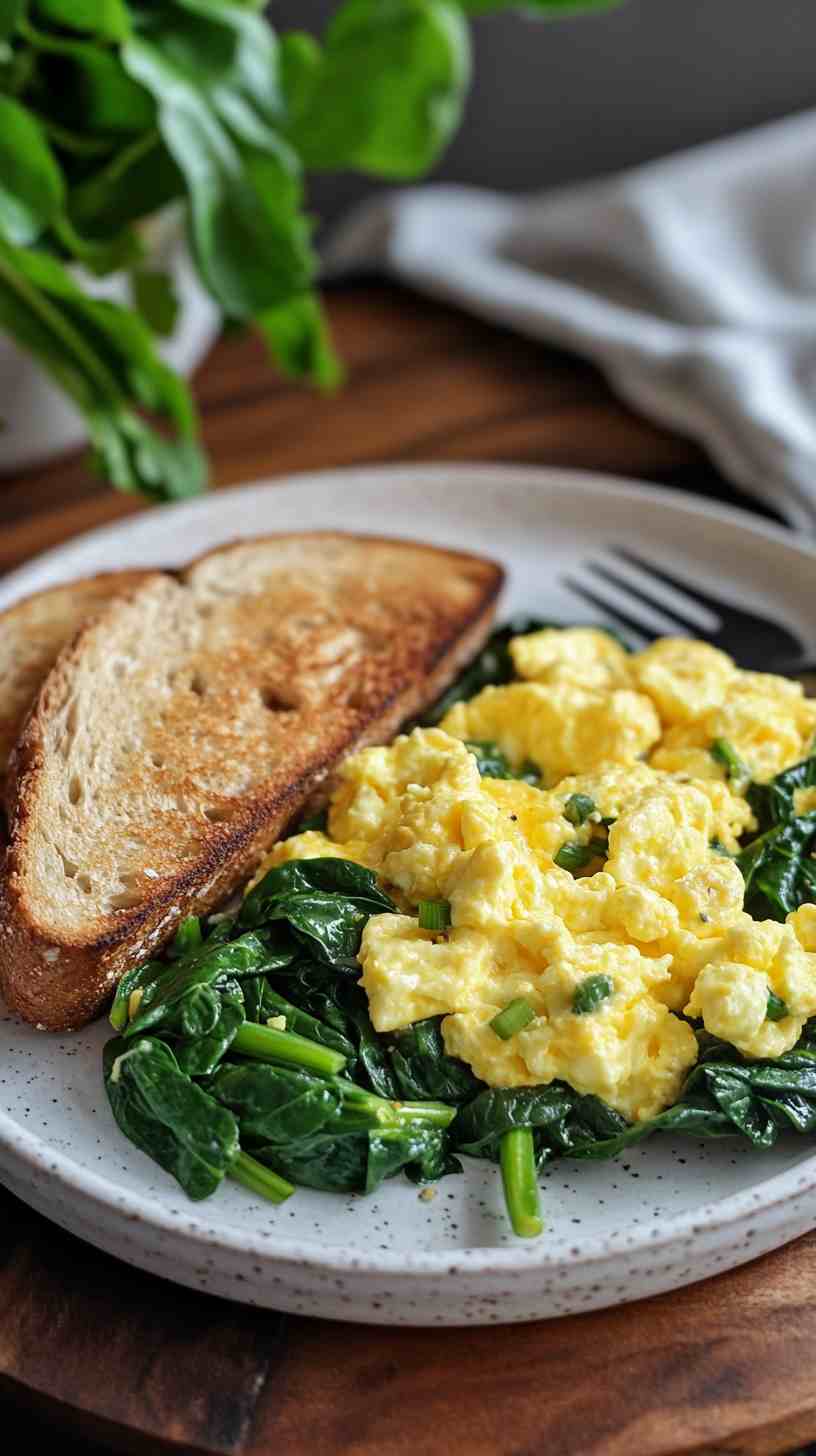 Scrambled Eggs with Spinach and Whole-Grain Toast Scrambled Eggs with Spinach and Whole-Grain Toast