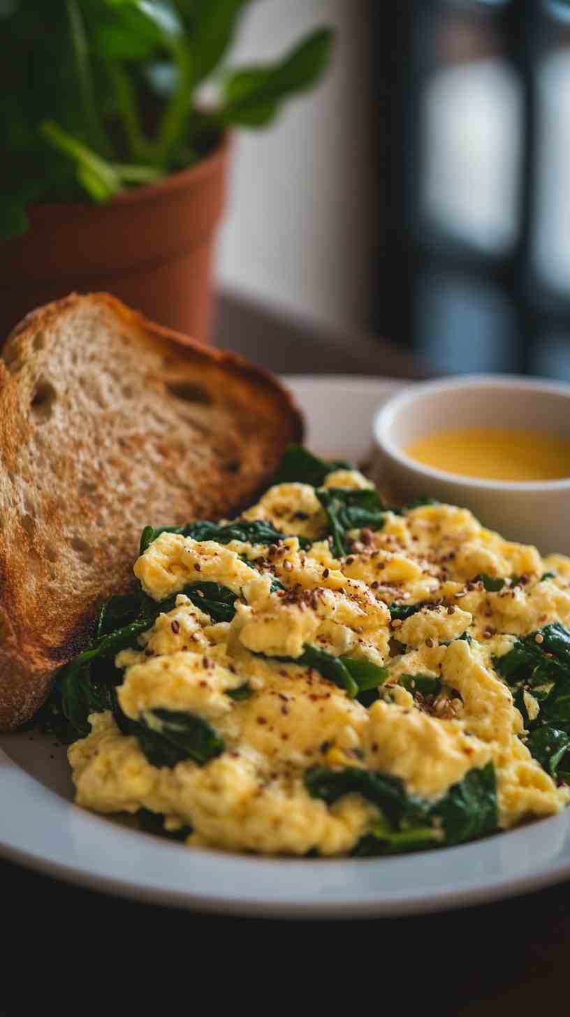 Scrambled Eggs with Spinach and Whole-Grain Toast Scrambled Eggs with Spinach and Whole-Grain Toast