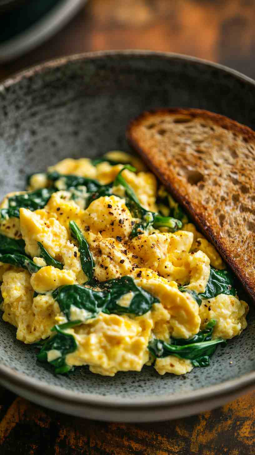 Scrambled Eggs with Spinach and Whole-Grain Toast Scrambled Eggs with Spinach and Whole-Grain Toast
