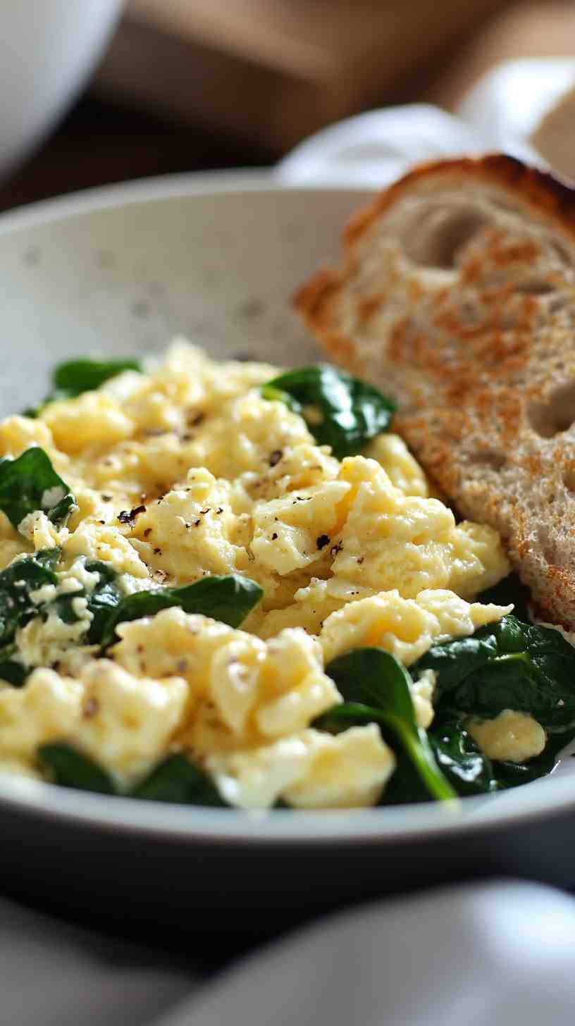 Scrambled Eggs with Spinach and Whole-Grain Toast Scrambled Eggs with Spinach and Whole-Grain Toast
