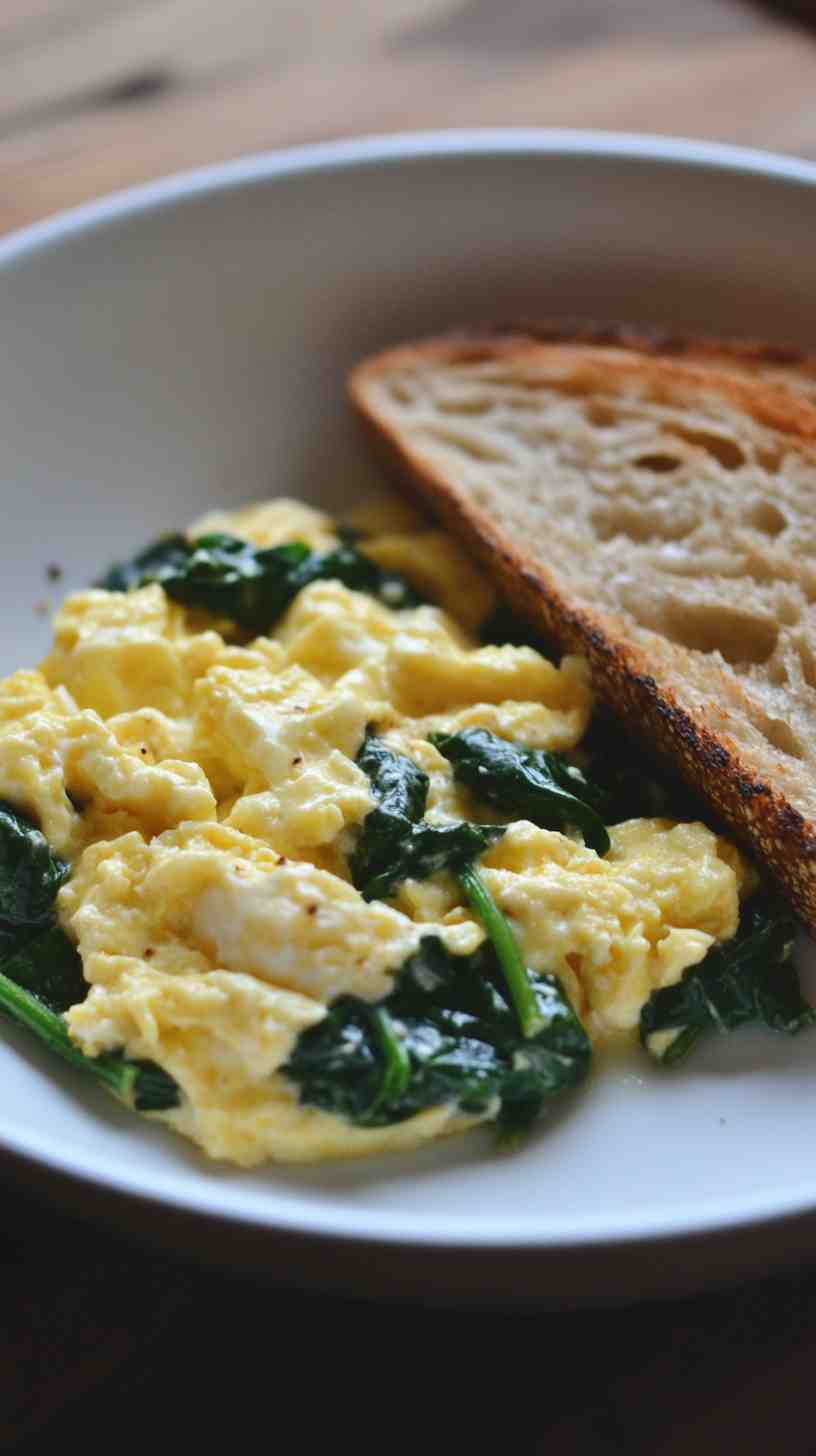 Scrambled Eggs with Spinach and Whole-Grain Toast Scrambled Eggs with Spinach and Whole-Grain Toast