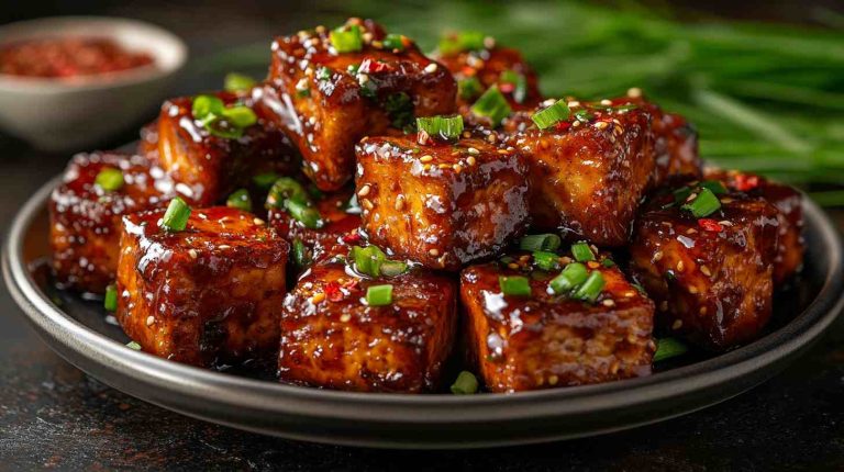 Spicy Garlic Air Fryer Tofu