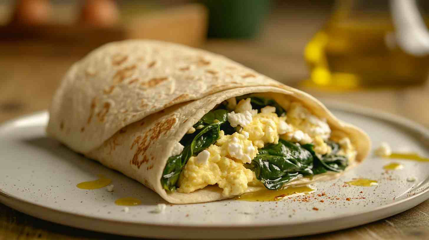 Spinach & Feta Scrambled Egg Wrap