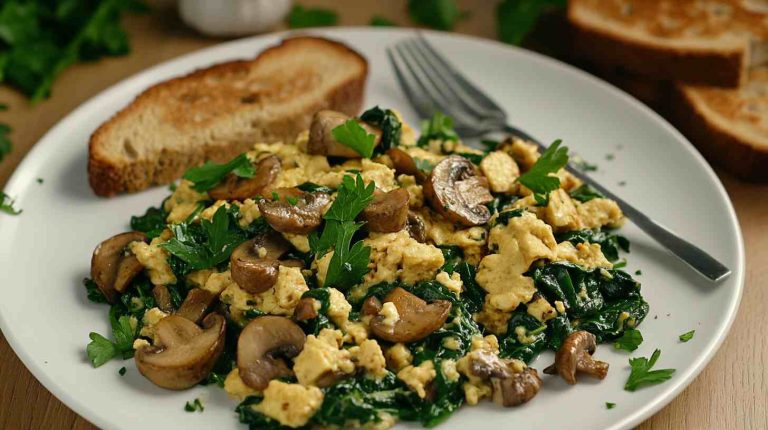 Tofu Scramble with Mushrooms and Bell Peppers