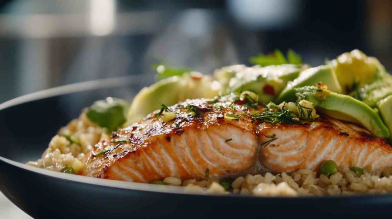 Ultimate Post-Workout Salmon and Avocado Rice Plate