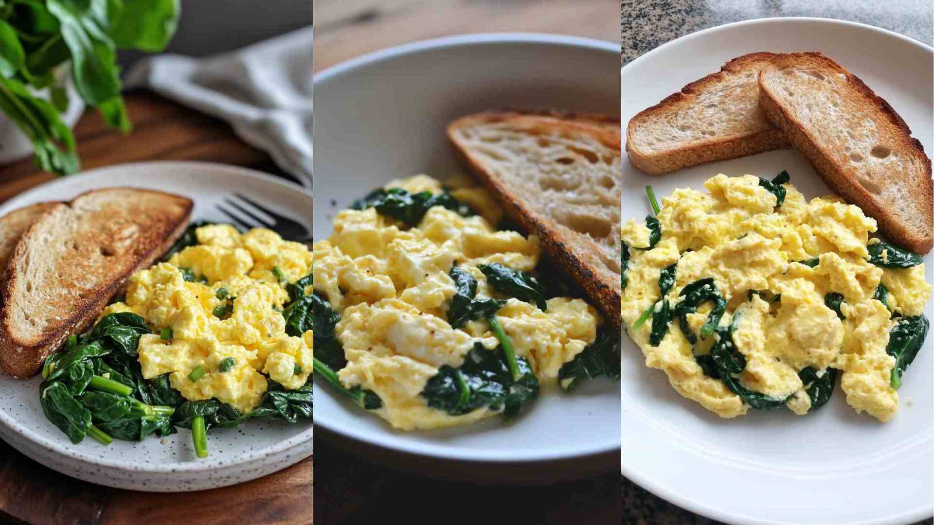 Scrambled Eggs with Spinach and Whole-Grain Toast