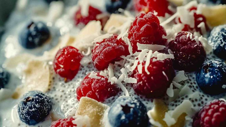 Vegan Protein Shake with Berries and Chia Seeds