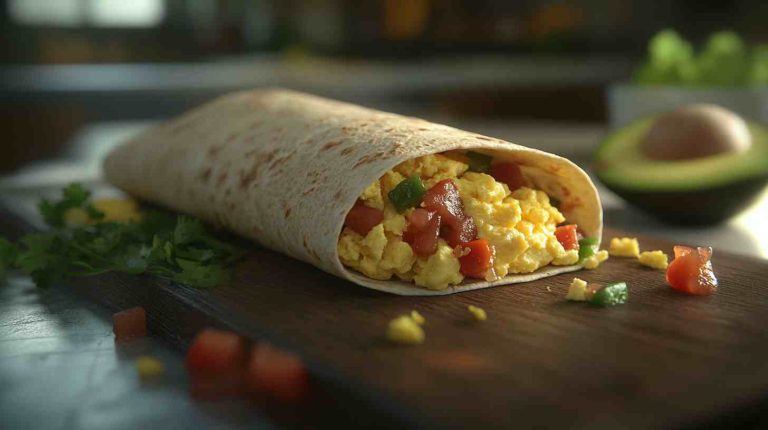Whole-Grain Wrap with Scrambled Eggs and Salsa