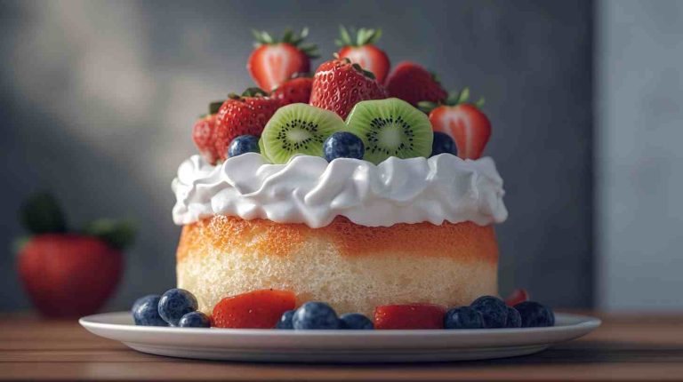 Strawberries and Cream Angel Food Cake
