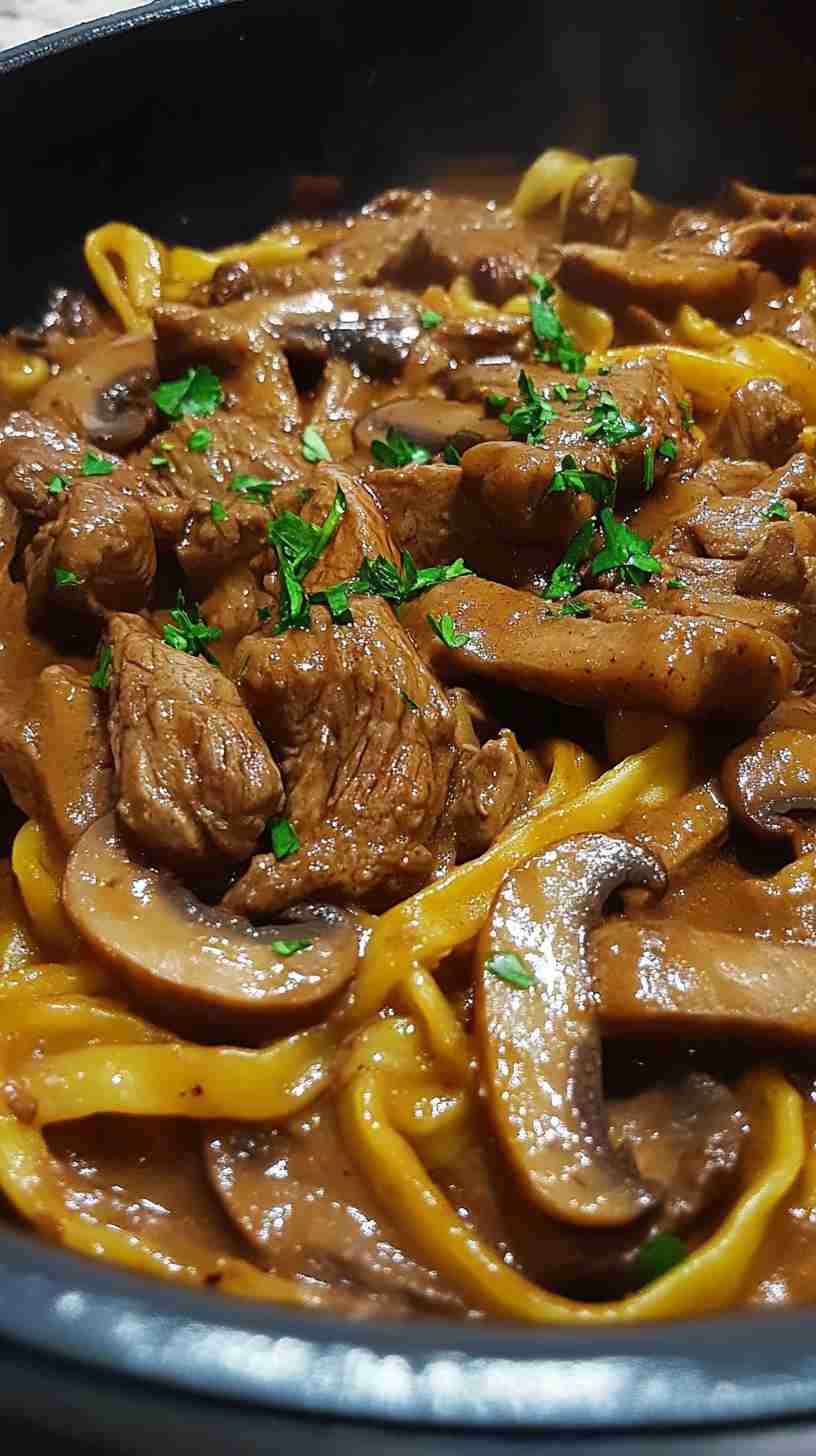 Slow Cooker Beef Stroganoff with Egg Noodles Slow Cooker Beef Stroganoff with Egg Noodles