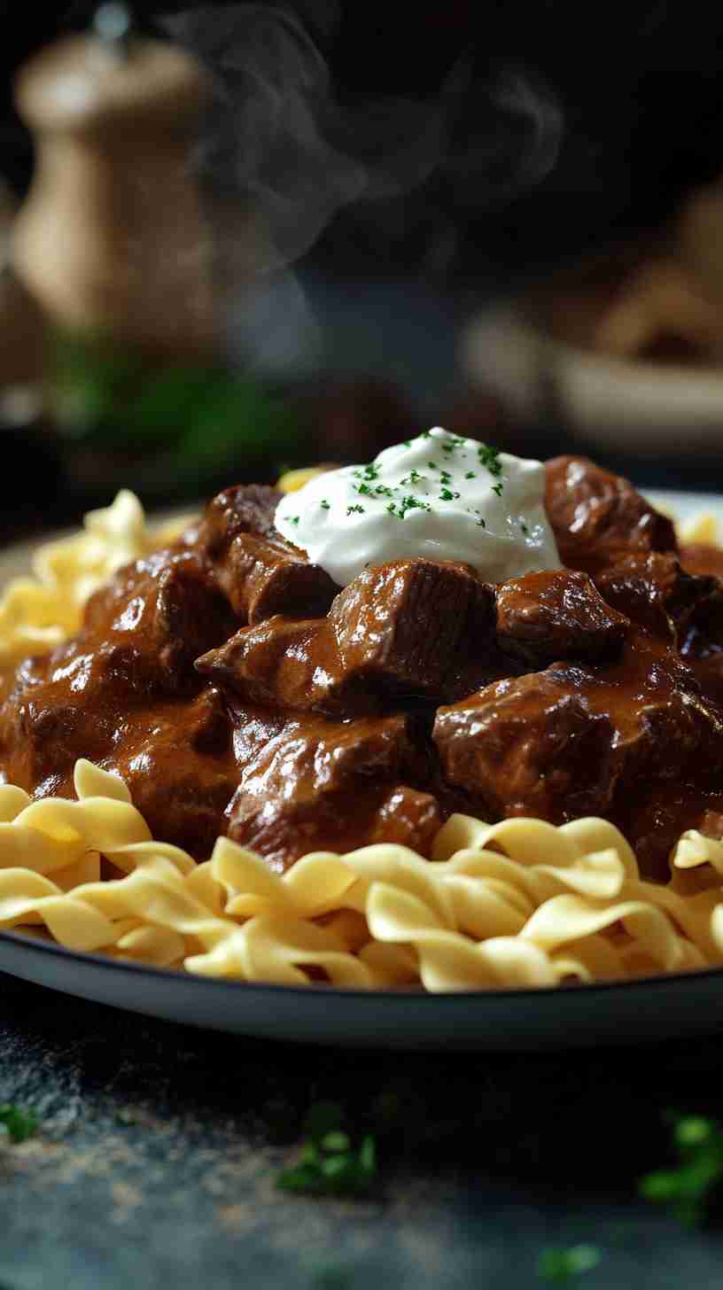 Slow Cooker Beef Stroganoff with Egg Noodles Slow Cooker Beef Stroganoff with Egg Noodles