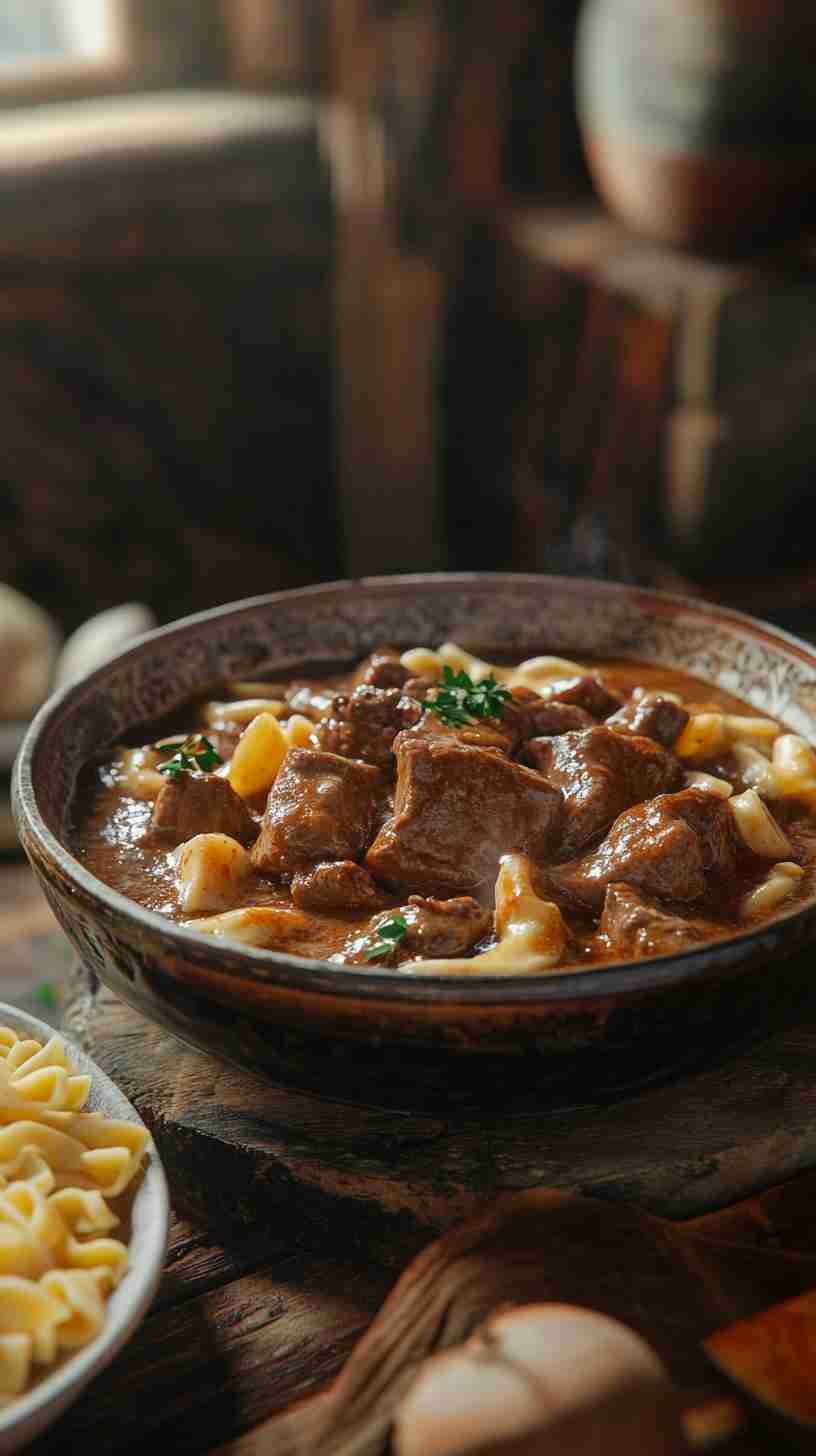 Slow Cooker Beef Stroganoff with Egg Noodles Slow Cooker Beef Stroganoff with Egg Noodles