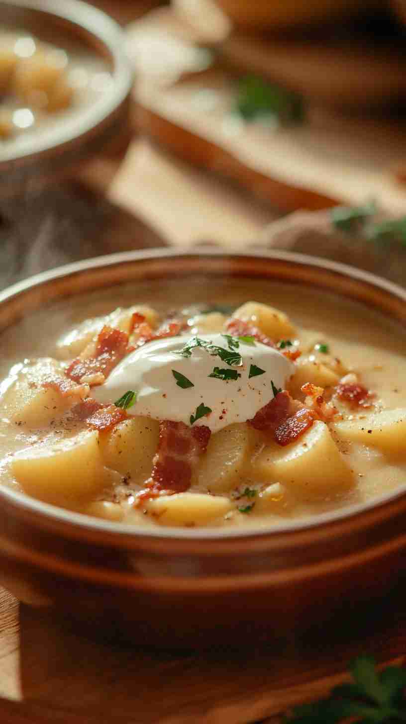 Slow Cooker Creamy Potato Soup with Bacon Slow Cooker Creamy Potato Soup with Bacon