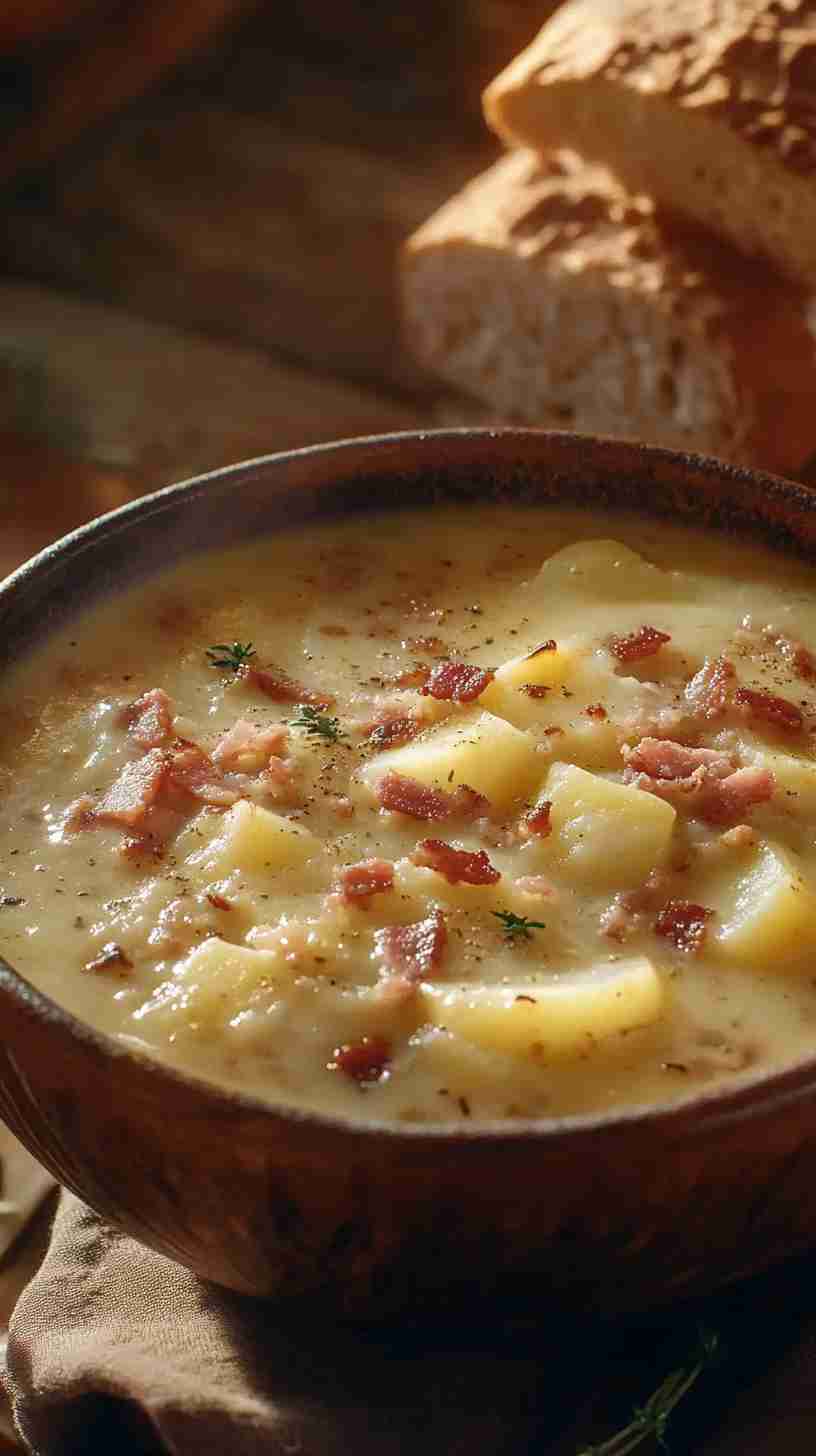 Slow Cooker Creamy Potato Soup with Bacon Slow Cooker Creamy Potato Soup with Bacon