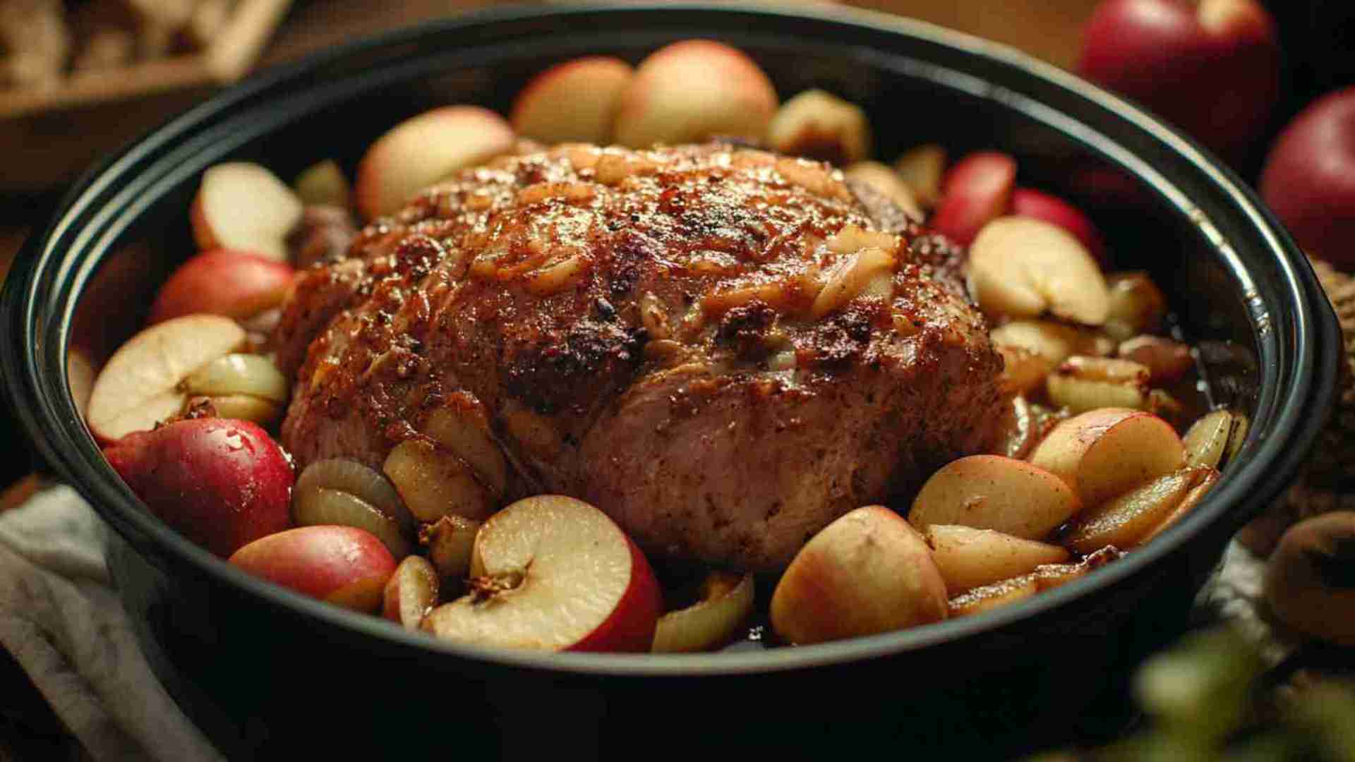 Spicy Apple Cider Pork Roast in Slow Cooker