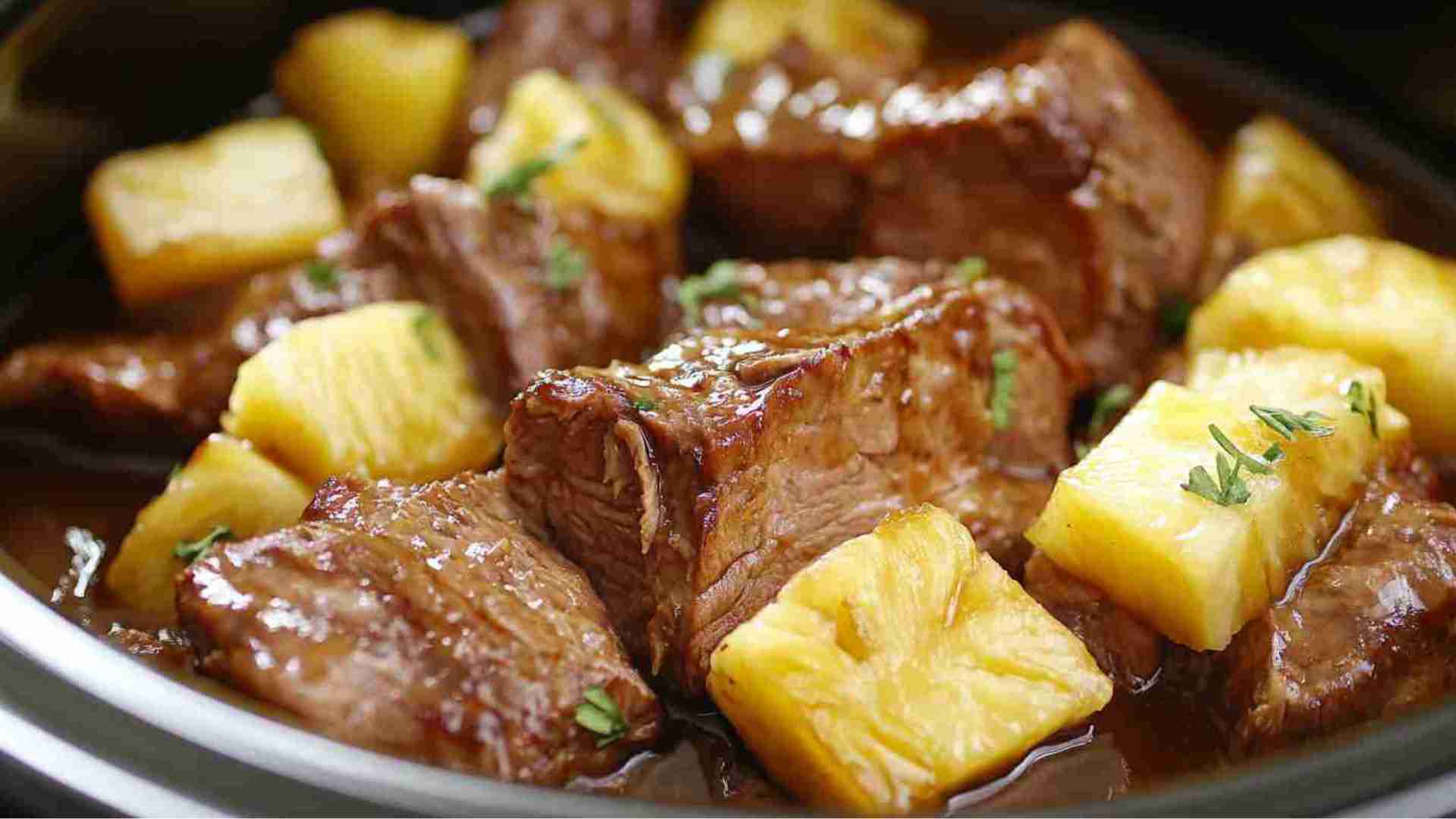 Crock Pot Teriyaki Pork Roast with Pineapple