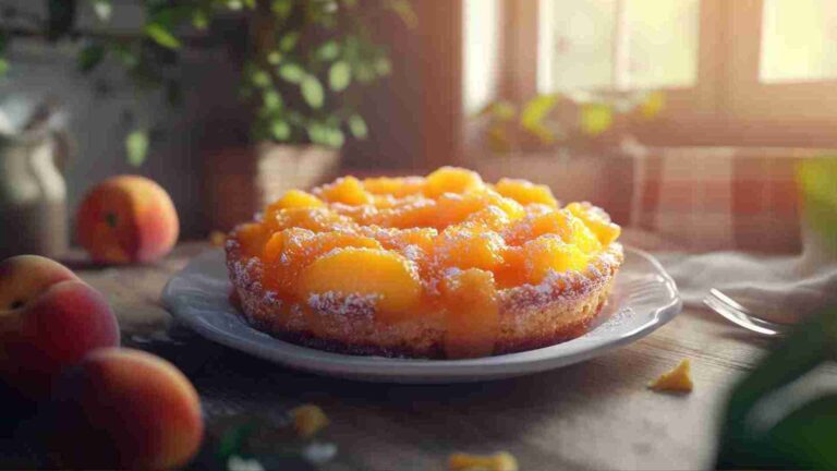 Peach Cobbler Cake Delight in Slow Cooker