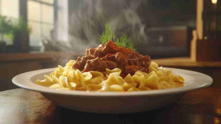 Slow Cooker Beef Stroganoff with Egg Noodles