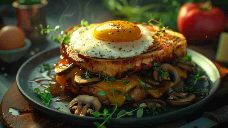 Grilled Cheese with Mushrooms and Eggs