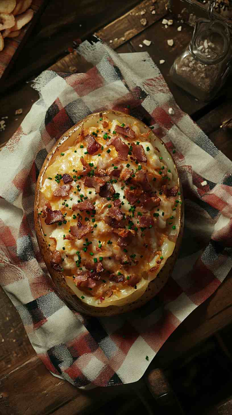 Baked Potatoes with Sour Cream and Chives Street Food Baked Potatoes with Sour Cream and Chives Street Food