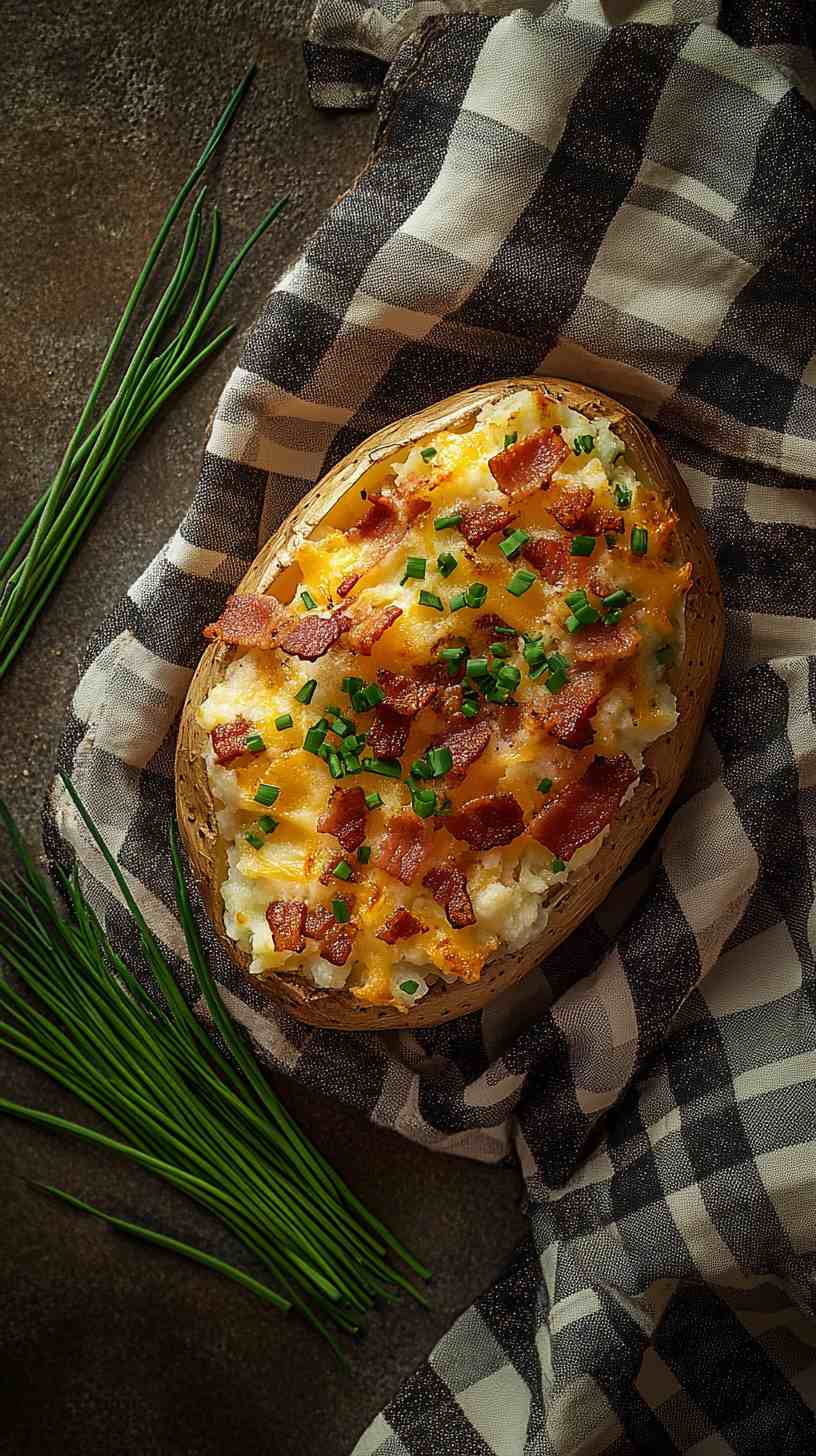 Baked Potatoes with Sour Cream and Chives Street Food Baked Potatoes with Sour Cream and Chives Street Food