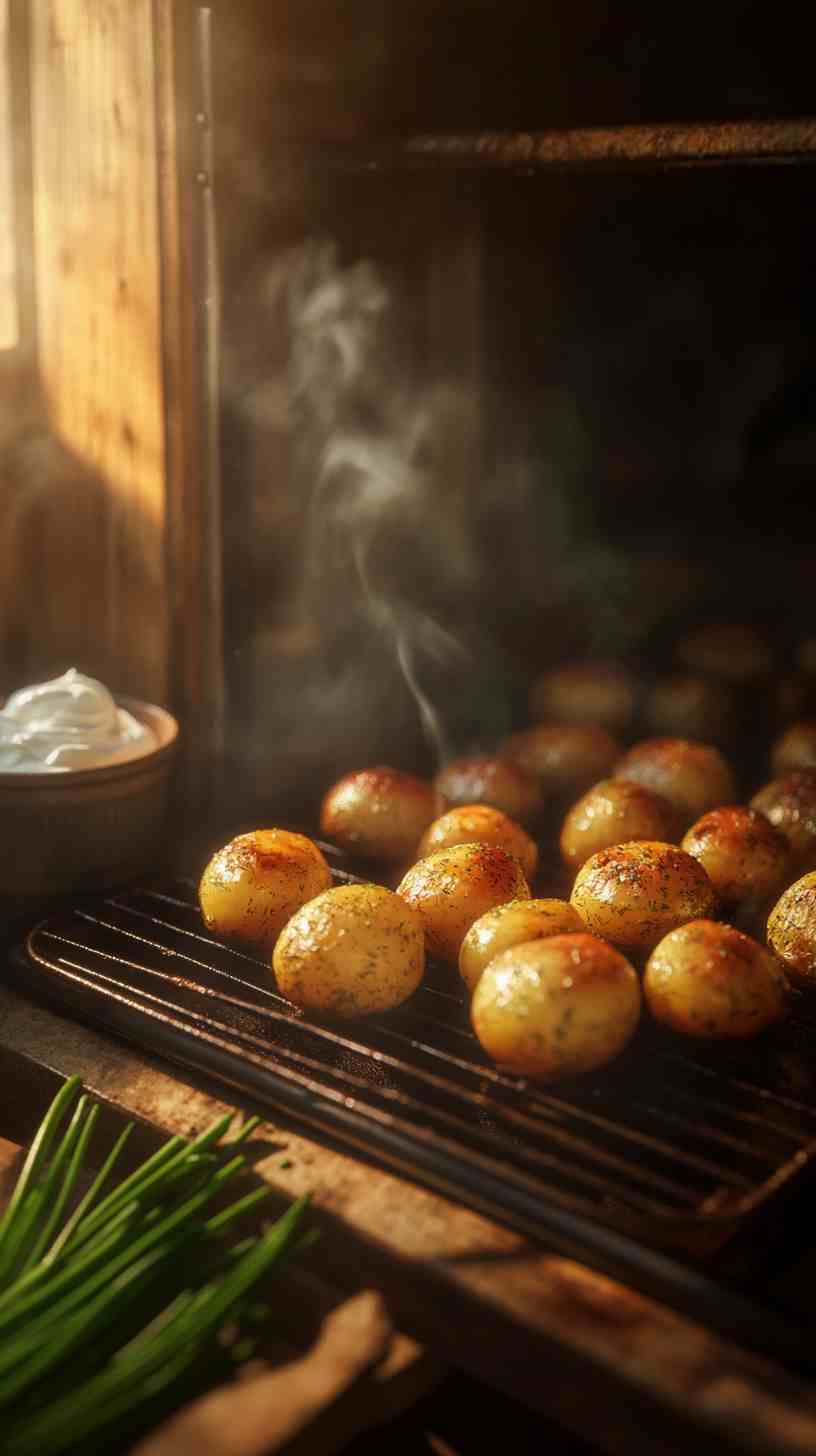 Baked Potatoes with Sour Cream and Chives Street Food Baked Potatoes with Sour Cream and Chives Street Food