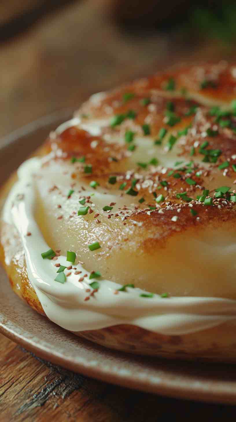 Baked Potatoes with Sour Cream and Chives Street Food Baked Potatoes with Sour Cream and Chives Street Food