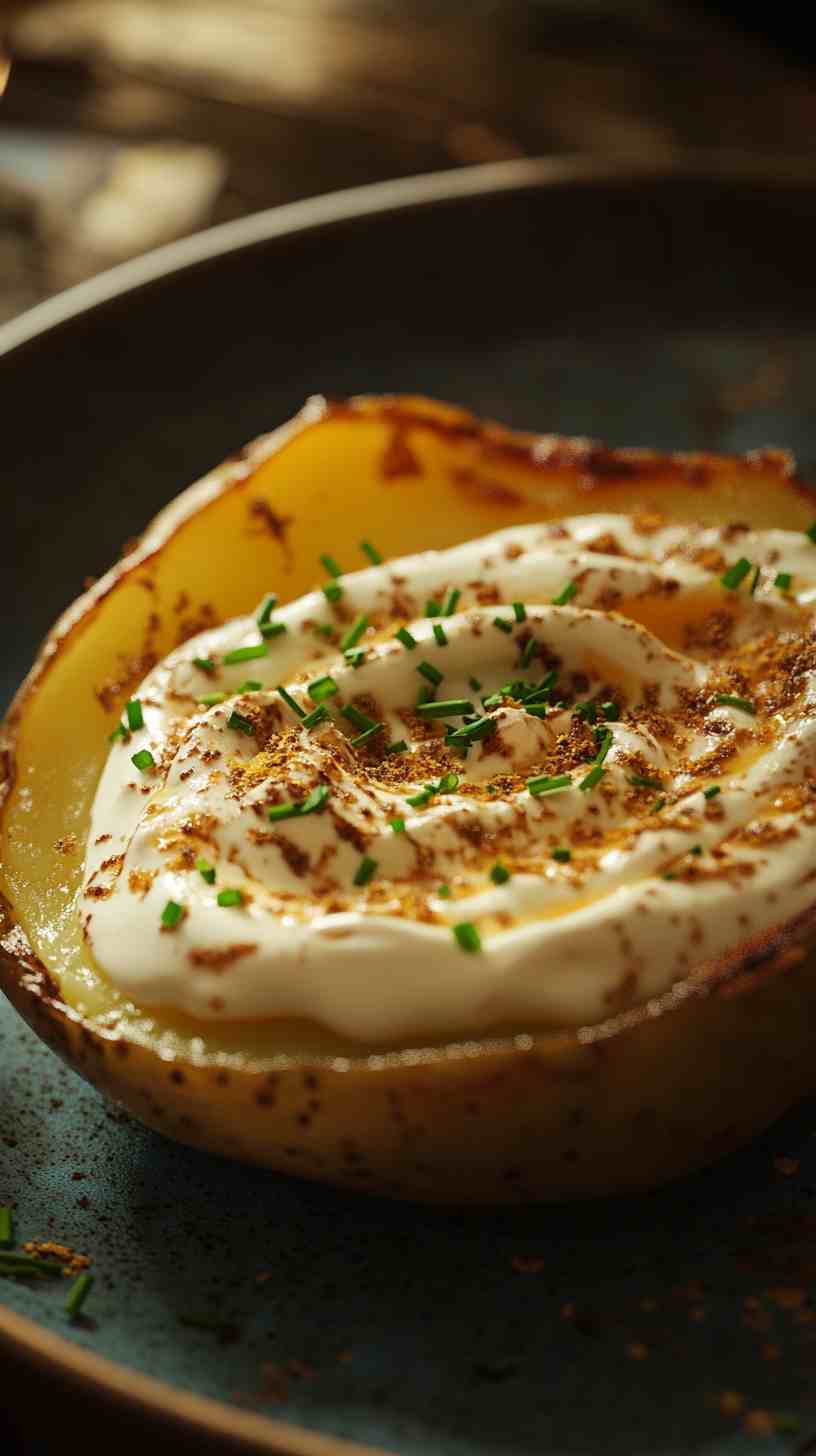 Baked Potatoes with Sour Cream and Chives Street Food Baked Potatoes with Sour Cream and Chives Street Food