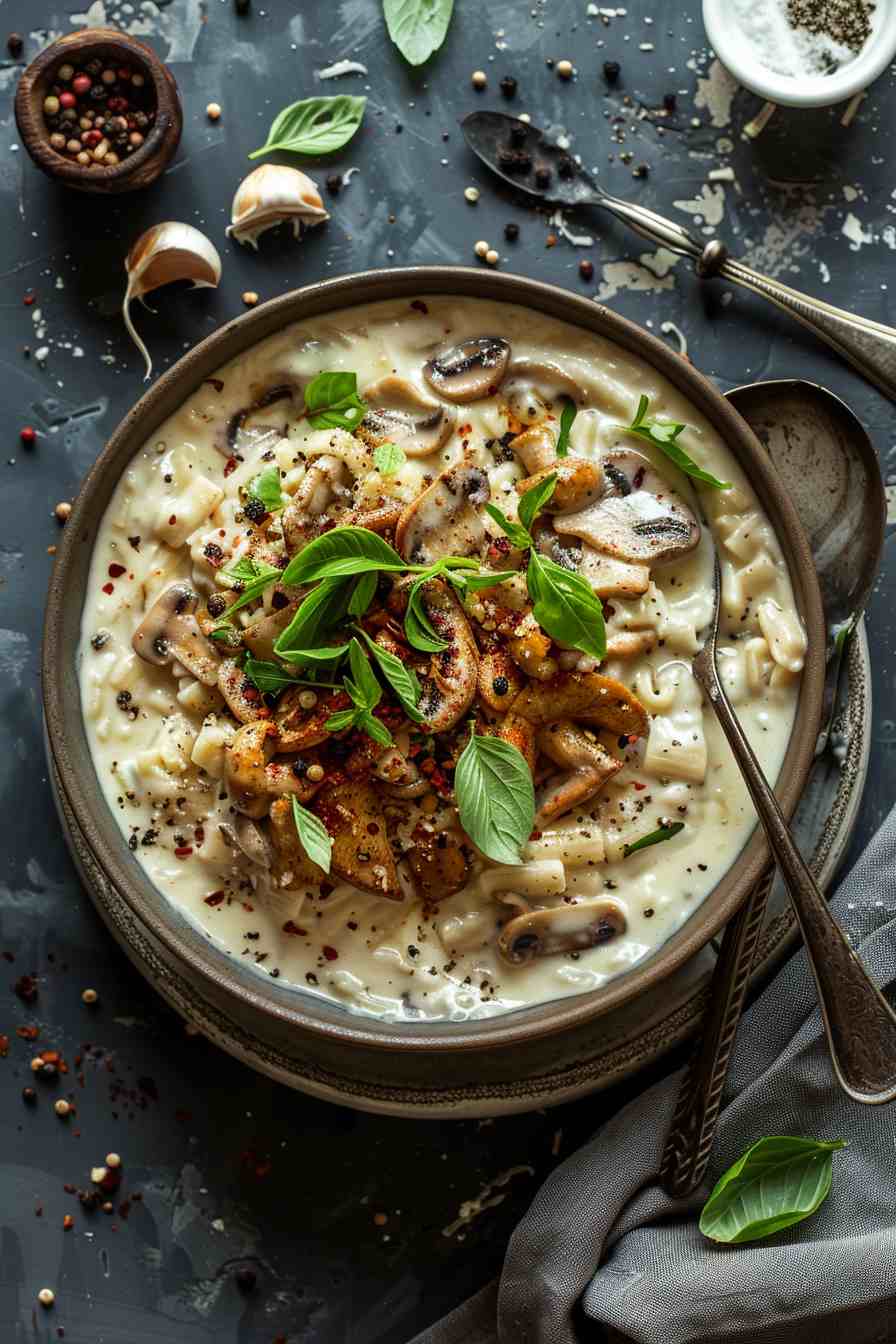 Big Mushroom Alfredo Pasta Big Mushroom Alfredo Pasta