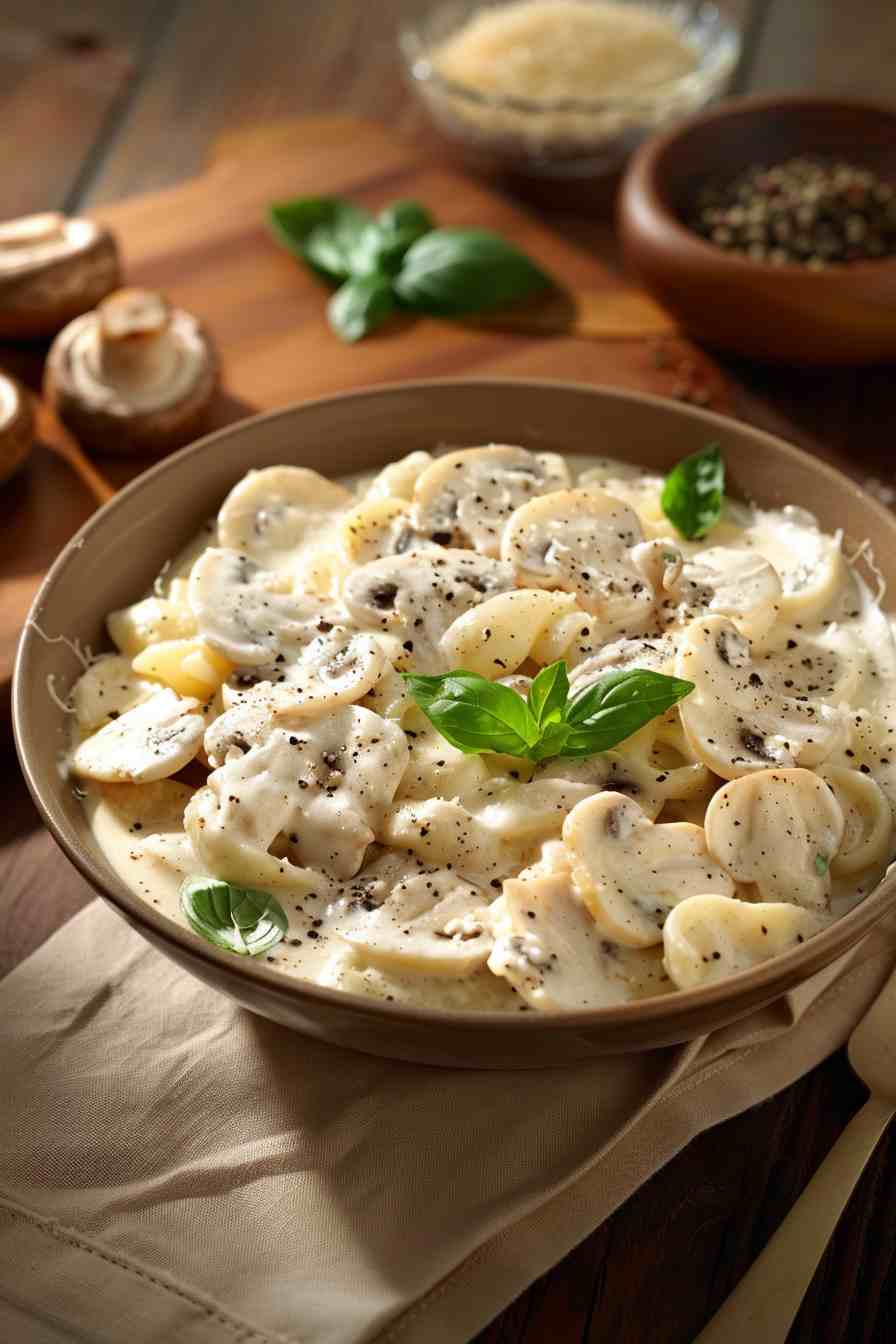 Big Mushroom Alfredo Pasta Big Mushroom Alfredo Pasta