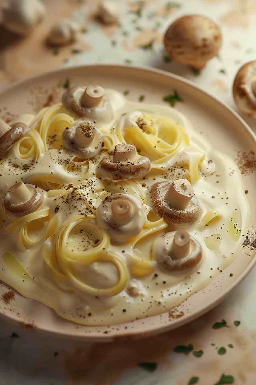 Big Mushroom Alfredo Pasta Big Mushroom Alfredo Pasta