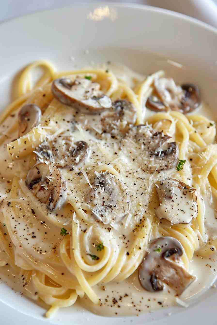 Big Mushroom Alfredo Pasta Big Mushroom Alfredo Pasta