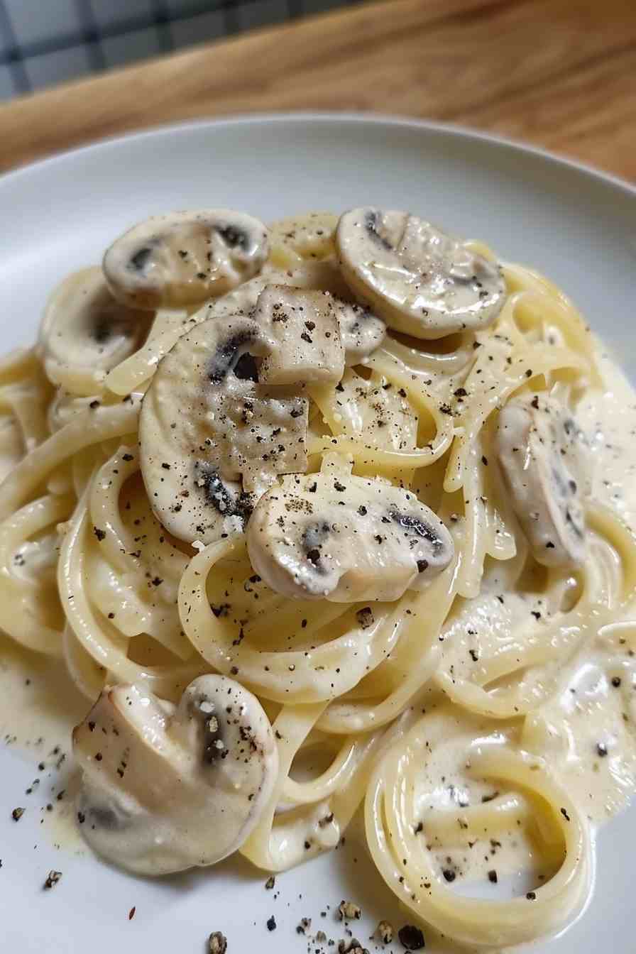 Big Mushroom Alfredo Pasta Big Mushroom Alfredo Pasta