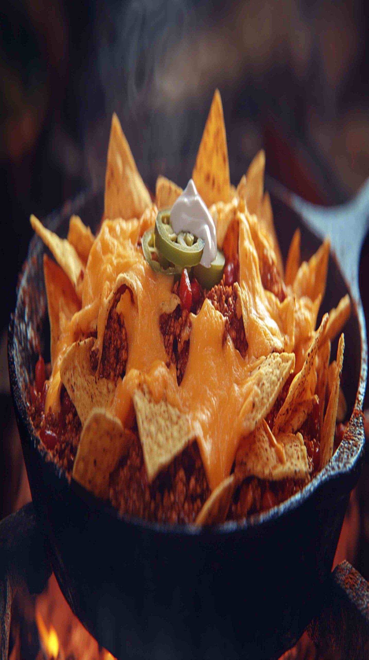 Chili Cheese Nachos with Jalapeños Street Food Chili Cheese Nachos with Jalapeños Street Food