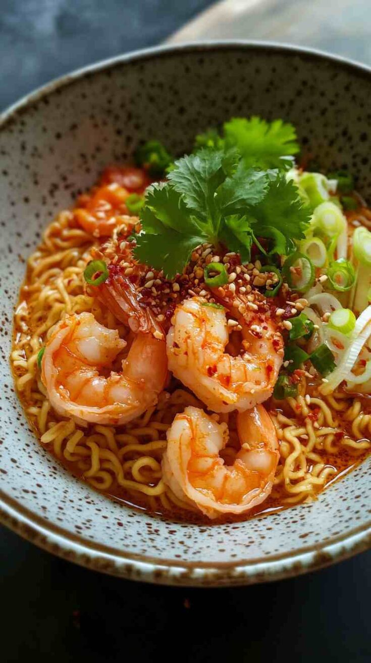 Chili Oil Ramen Noodles with Shrimp and Scallions Chili Oil Ramen Noodles with Shrimp and Scallions
