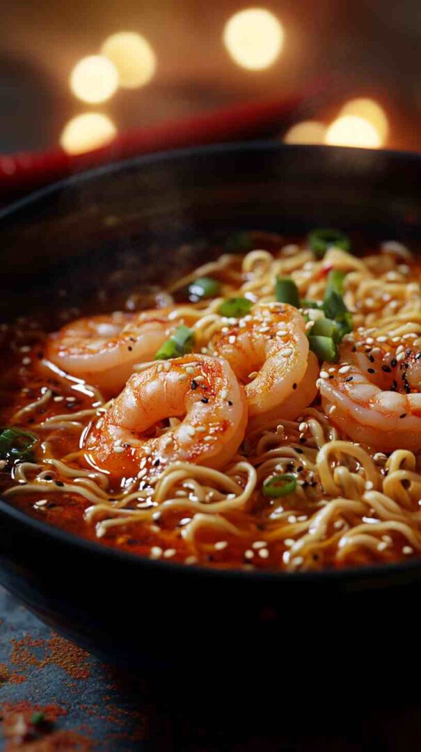 Chili Oil Ramen Noodles with Shrimp and Scallions Chili Oil Ramen Noodles with Shrimp and Scallions