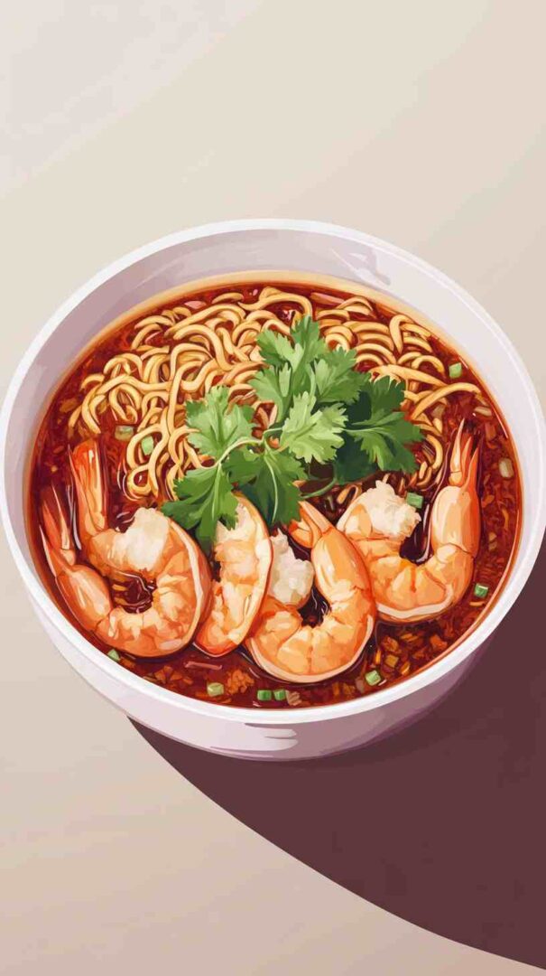 Chili Oil Ramen Noodles with Shrimp and Scallions Chili Oil Ramen Noodles with Shrimp and Scallions