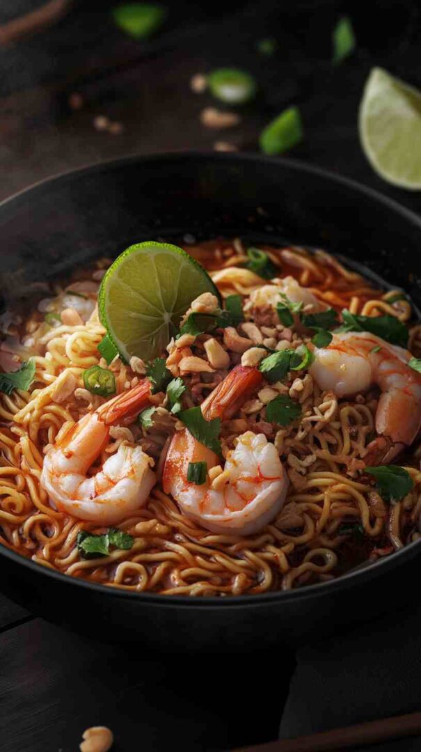 Chili Oil Ramen Noodles with Shrimp and Scallions Chili Oil Ramen Noodles with Shrimp and Scallions