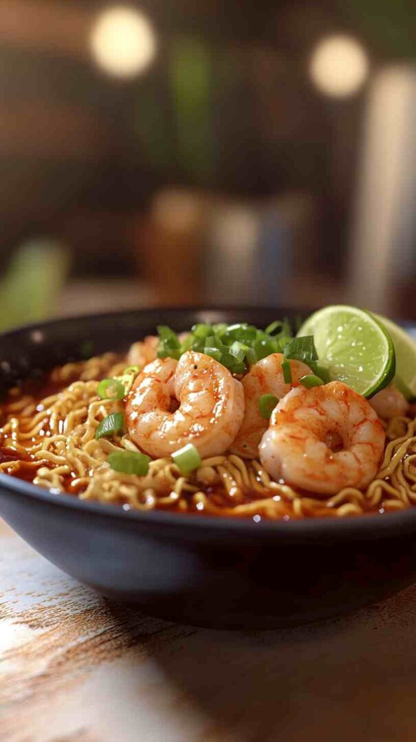 Chili Oil Ramen Noodles with Shrimp and Scallions Chili Oil Ramen Noodles with Shrimp and Scallions