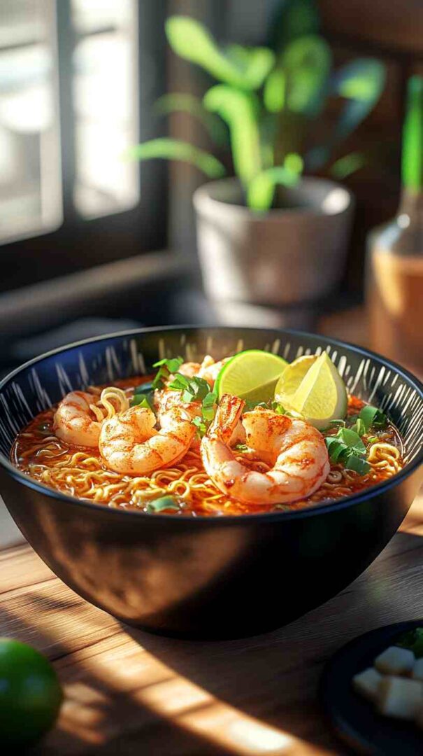 Chili Oil Ramen Noodles with Shrimp and Scallions Chili Oil Ramen Noodles with Shrimp and Scallions