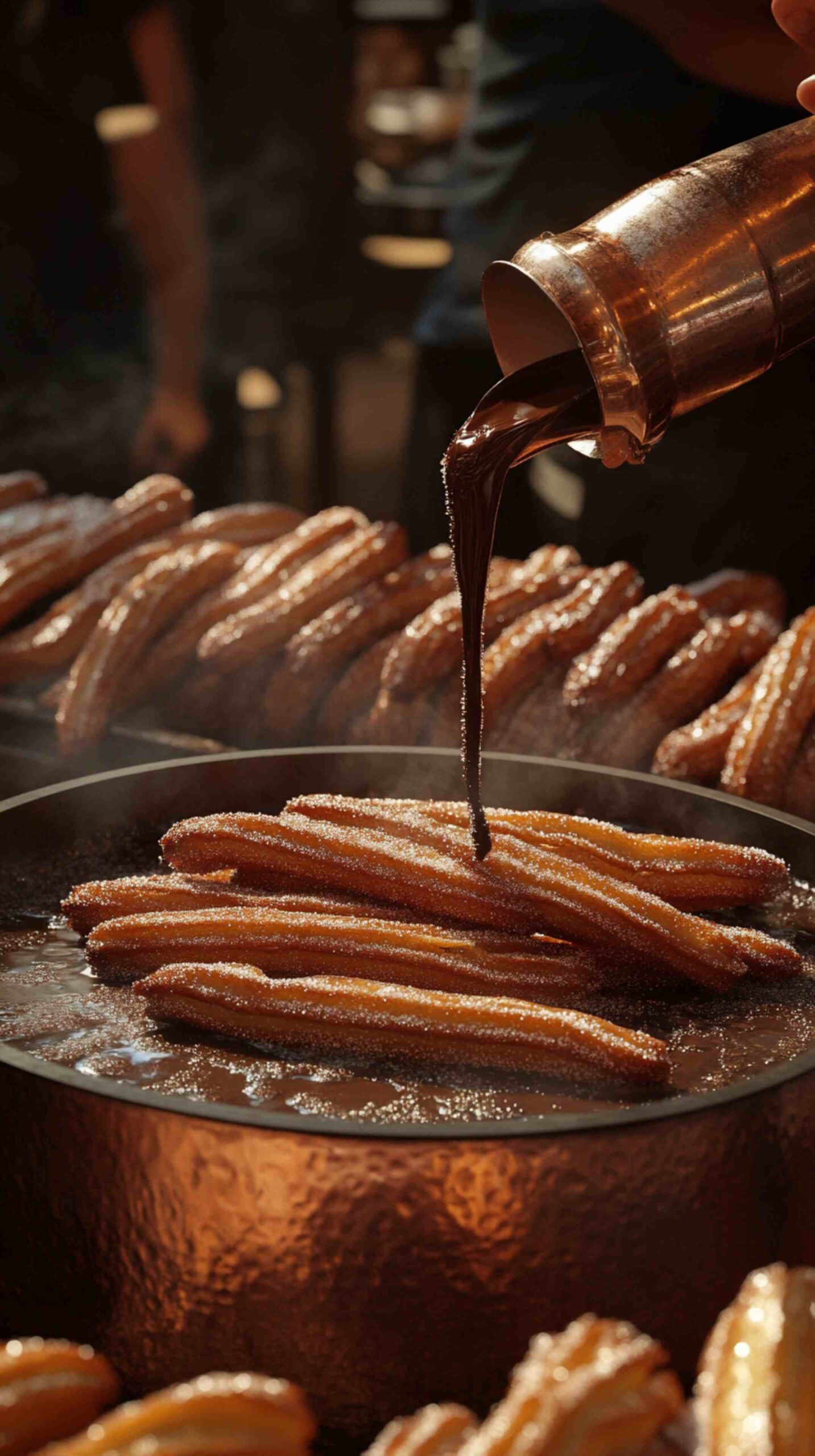 Churros with Cinnamon Sugar and Chocolate Dip Street Food Churros with Cinnamon Sugar and Chocolate Dip Street Food